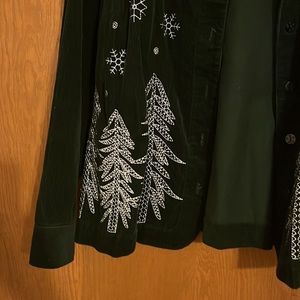 Christmas green an white jacket CJ Banks